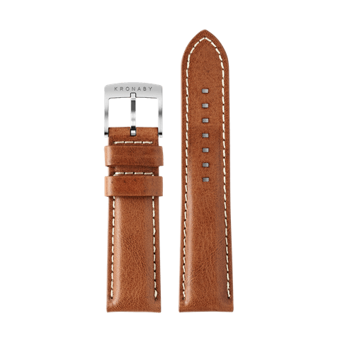 Kronaby Strap Leather BC10787 - Leather - Strap Color: Brown - Strap Size: 22 mm - Case Size Fit: Fits 43 mm Case