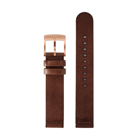 Kronaby Strap Leather BC10804 - Leather - Strap Color: Brown - Strap Size: 18 mm - Case Size Fit: Fits 38 mm Case