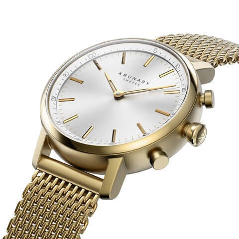 Carat 38 Gold - White, Gold Mesh Bracelet - Kronaby – Kronaby Watches