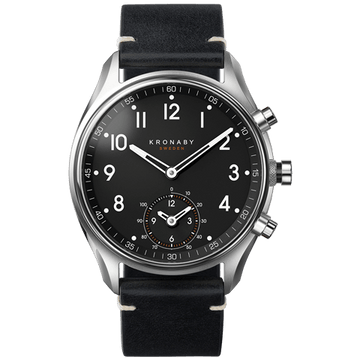 Kronaby Apex S1399-1 - Leather - Strap Color: Black - Strap Size: 22 mm - Case Size: 43 mm