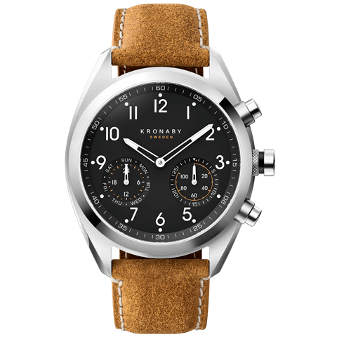 Apex 43 Steel Black Br Suede Leather Kronaby Watches