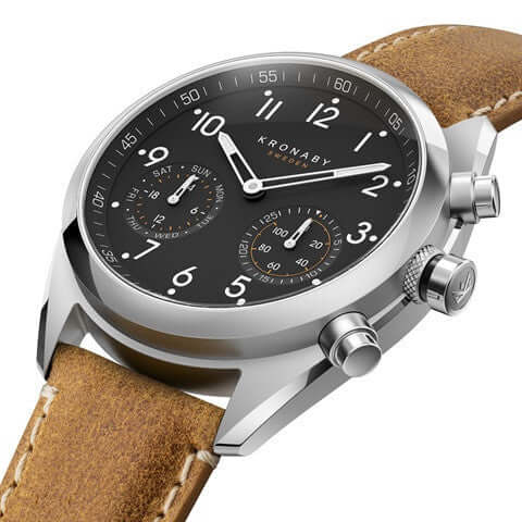 Kronaby Apex S3112-1 - Leather - Strap Color: Brown - Strap Size: 22 mm - Case Size: 43 mm
