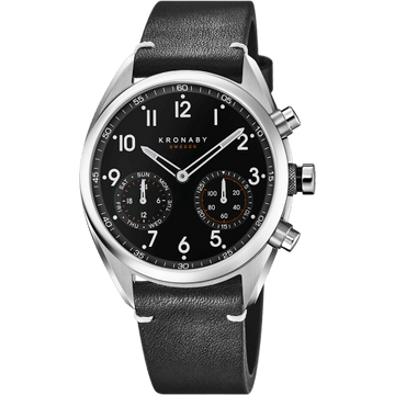 Kronaby Apex S3763-2 - Leather - Strap Color: Black - Strap Size: 22 mm - Case Size: 43 mm